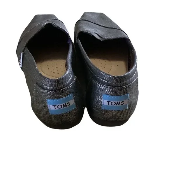 TOMS Closed Toe Dark Silver Shimmer Cushioned Comfort Shoes-6.5W - Picture 8 of 8